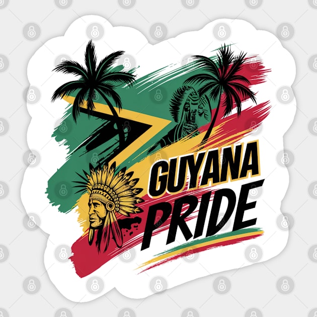 Explore Guyana Inspired: Unique Designs Showcasing Guyanese Pride and Culture Sticker by Pixel Threads 